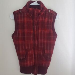 VTG Mossimo Y2K Retro Plaid Burgundy Multi Color Knit Sweater Vest Small